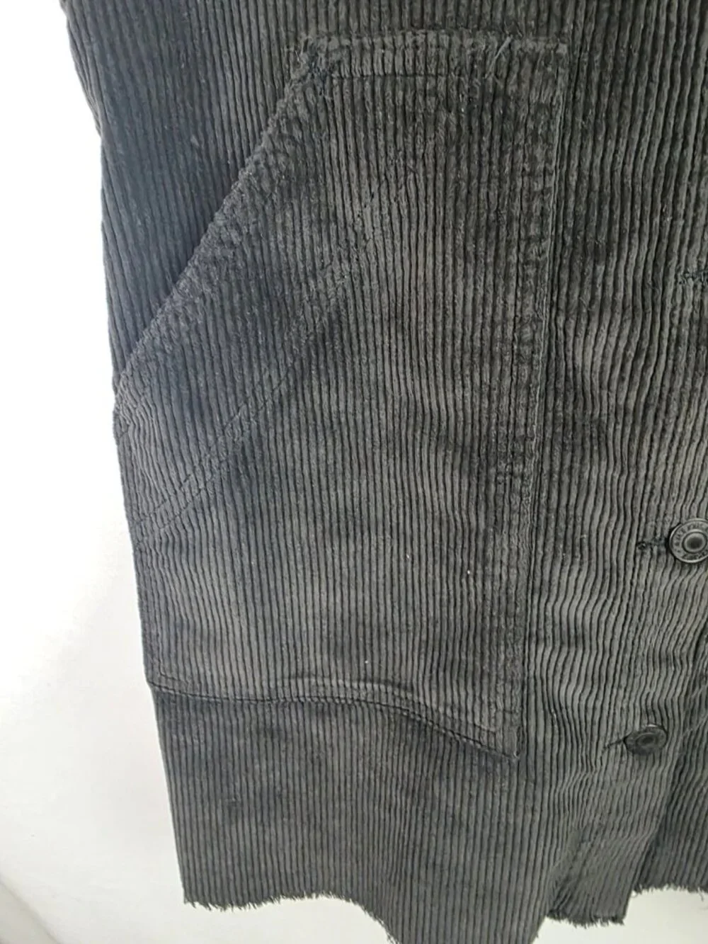 American Eagle Overall Dress Size Large Black Frayed Corduroy Jumper Mini Dress - Picture 5 of 11